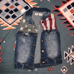 American flag denim vest
